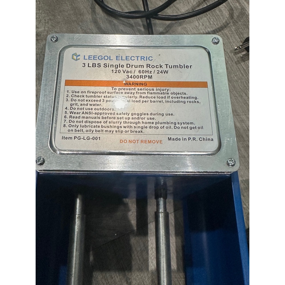 Leegol Electric 3 LBS Single Drum Rock Tumbler PG-LG-001 Blue Lapidary Tool 24W - Picture 5 of 8